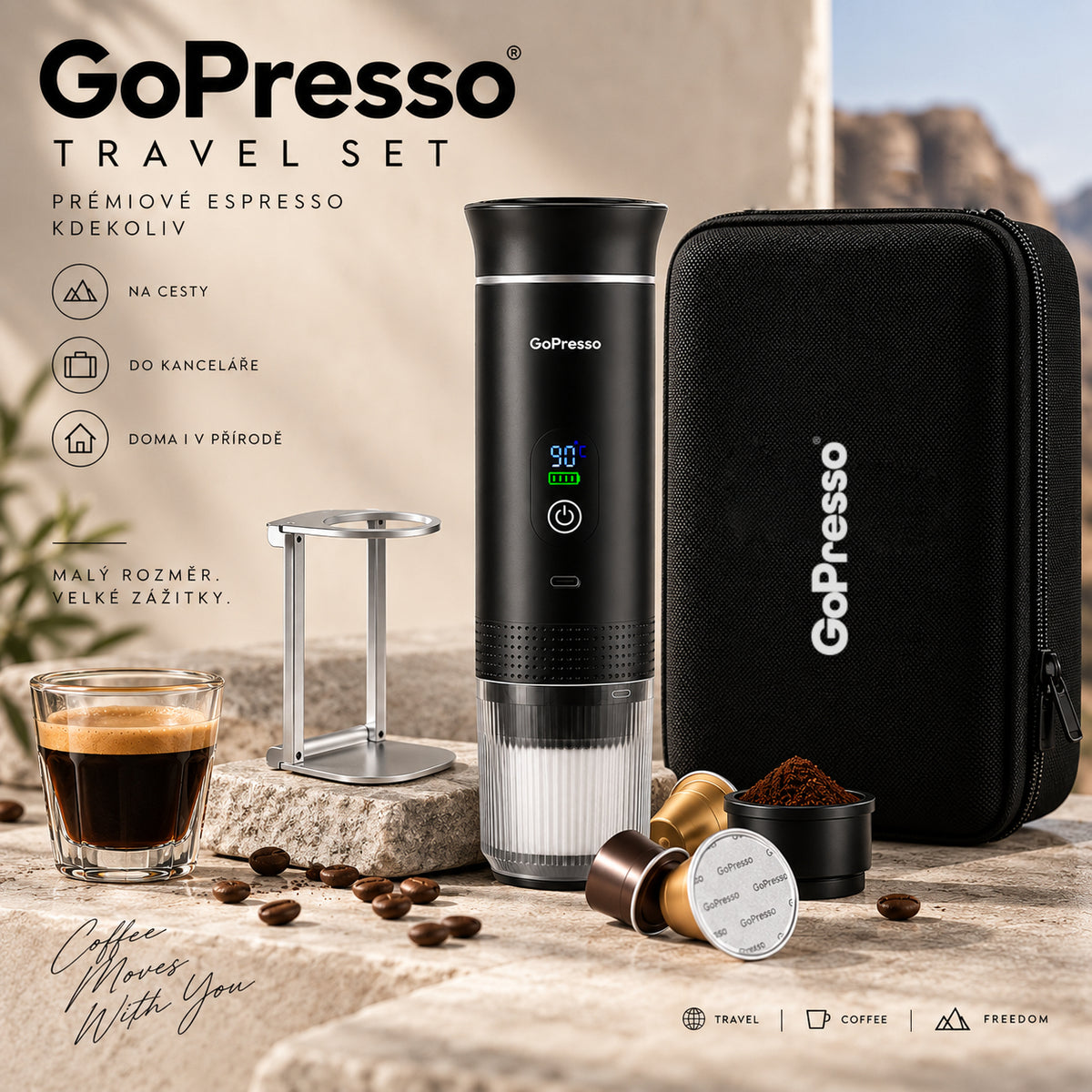 Cestovní set GoPresso Power (černá)