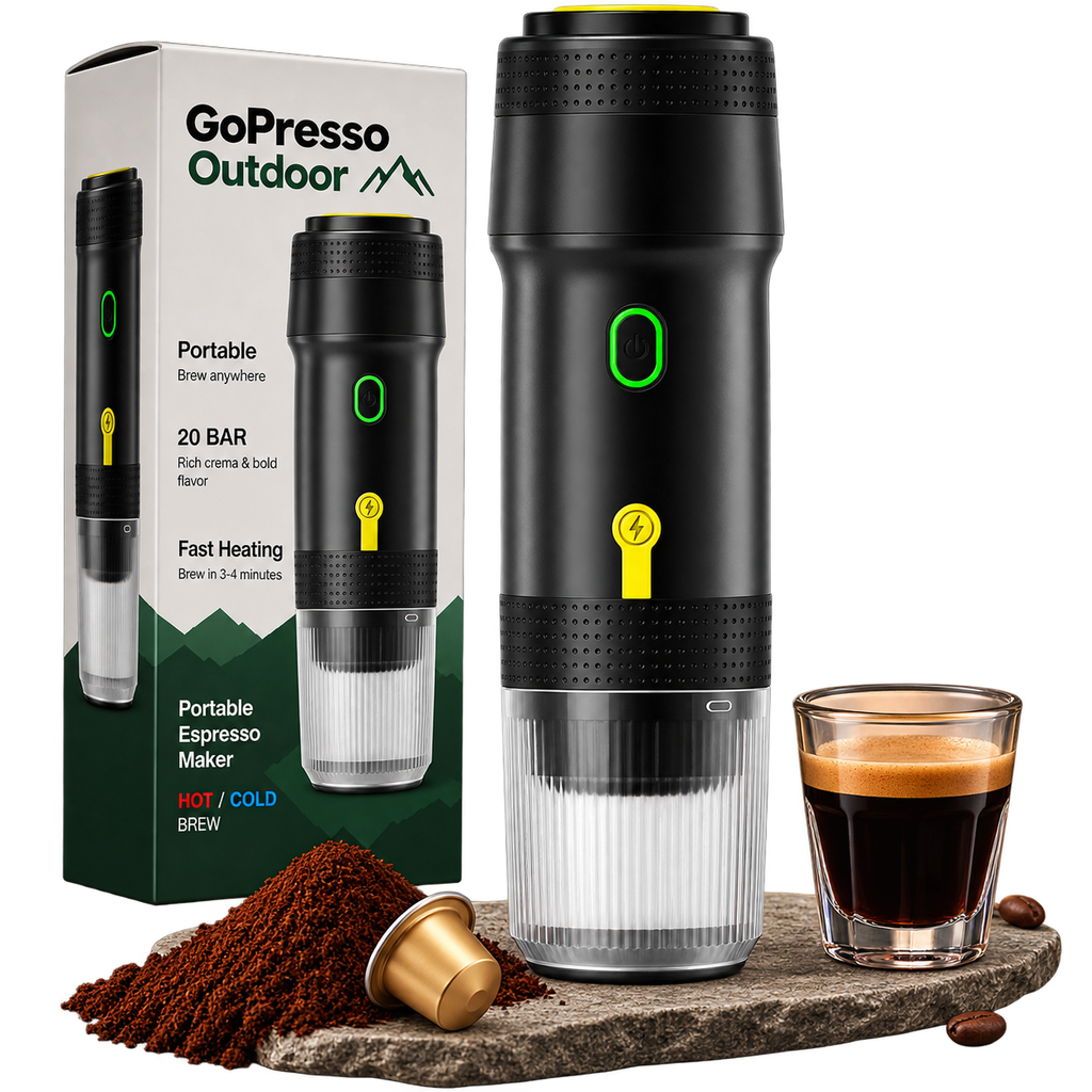 GoPresso Outdoor™ – Přenosný outdoor kávovar (černá)