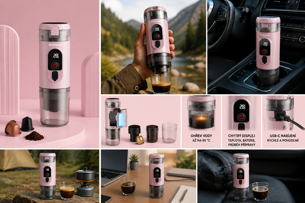 GoPresso Nano - Přenosný kávovar (Růžový)