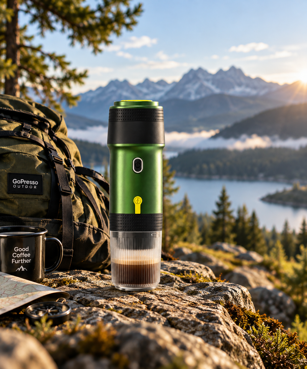 GoPresso Outdoor™ – Přenosný outdoor kávovar (zelená)